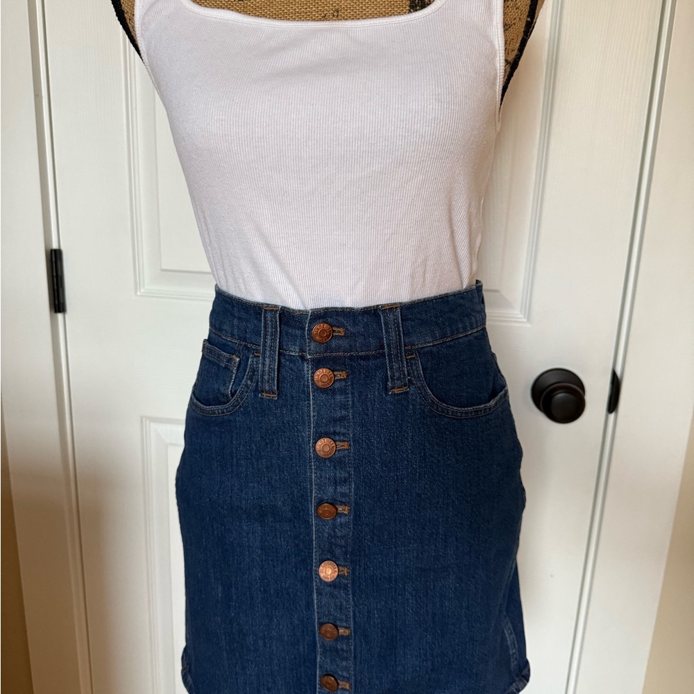 Madewell Blue and Gold Mini Pencil Skirt